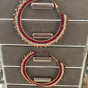 Beaded large hoop earrings